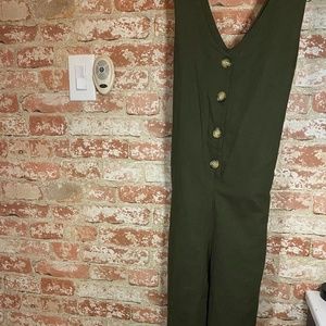 Monteau Olive Green Long Pant Jumpsuit Sleeveless
